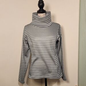 Columbia Gray Striped Cowl Neck Sweater